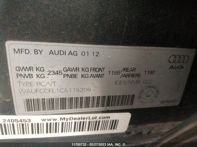WAUFGCFL1CA115209 Audi S4 PREMIUM