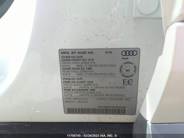 WA1BNAFY3L2032408 Audi Q5 Premium Plus