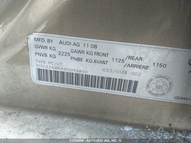 WAULF68K49N045850 Audi A4 2.0t Quattro