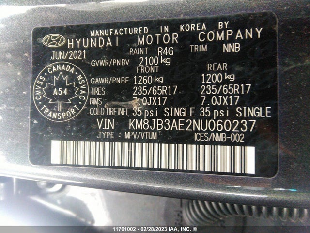 Hyundai TUCSON SEL 2022 KM8JB3AE2NU060237 Image 10