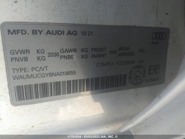 WAUMUCGY8NA019655 Audi A3 Technik