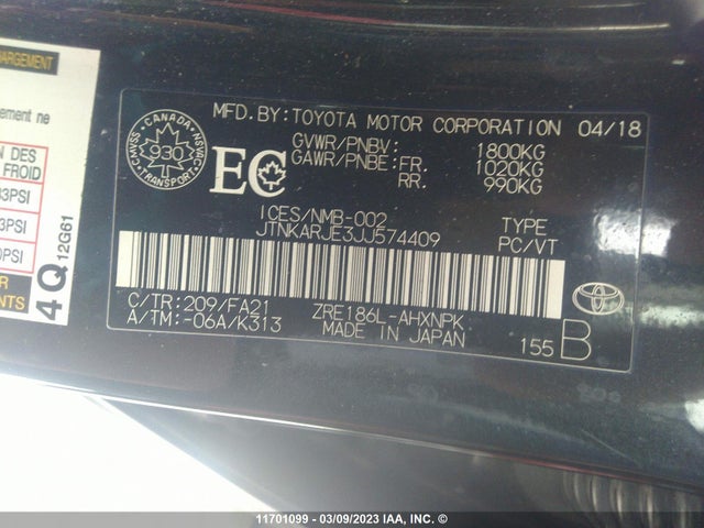Toyota COROLLA IM 2018 JTNKARJE3JJ574409 Image 10