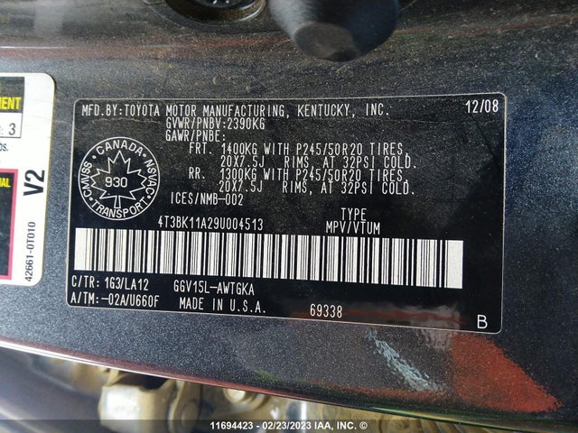 Toyota Venza 2009 4T3BK11A29U004513 Image 10