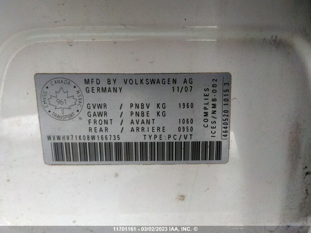 WVWHV71K08W166735 Volkswagen GTI