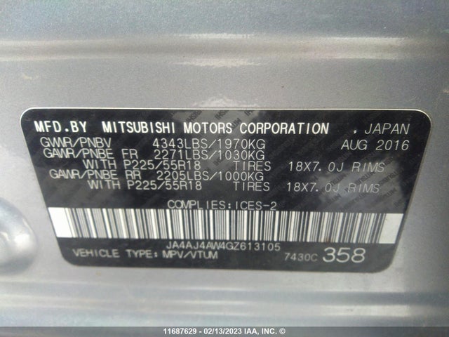 JA4AJ4AW4GZ613105 Mitsubishi Rvr Gt