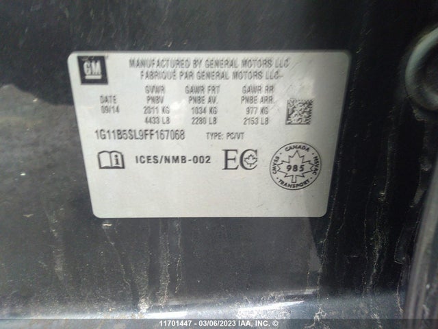 1G11B5SL9FF167068 Chevrolet Malibu