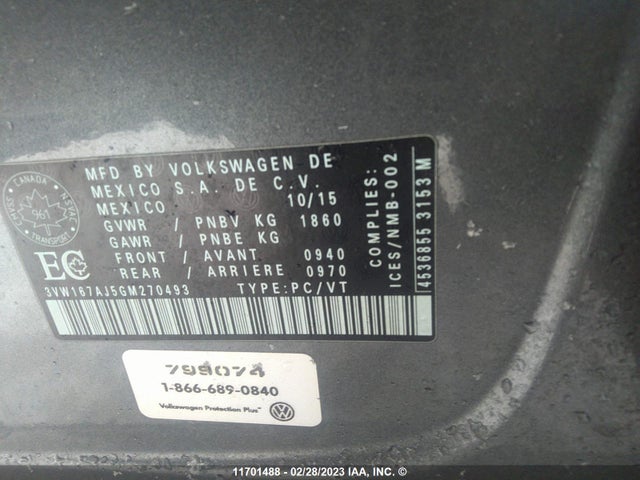Volkswagen JETTA S 2016 3VW167AJ5GM270493 Image 10