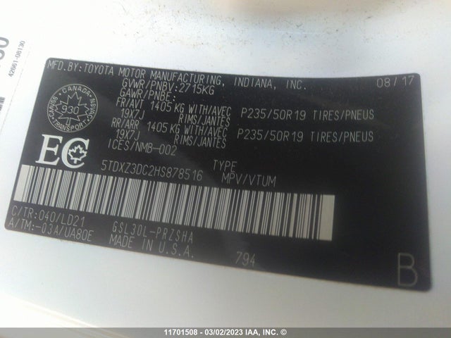 Toyota SIENNA SE 2017 5TDXZ3DC2HS878516 Image 11