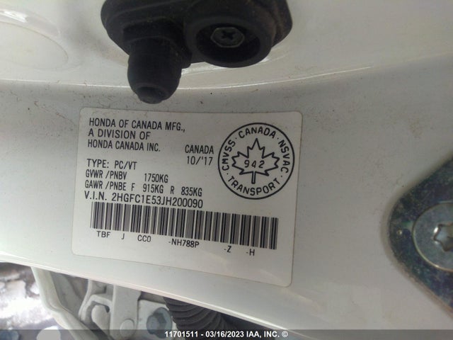 Honda CIVIC 2018 2HGFC1E53JH200090 Image 9