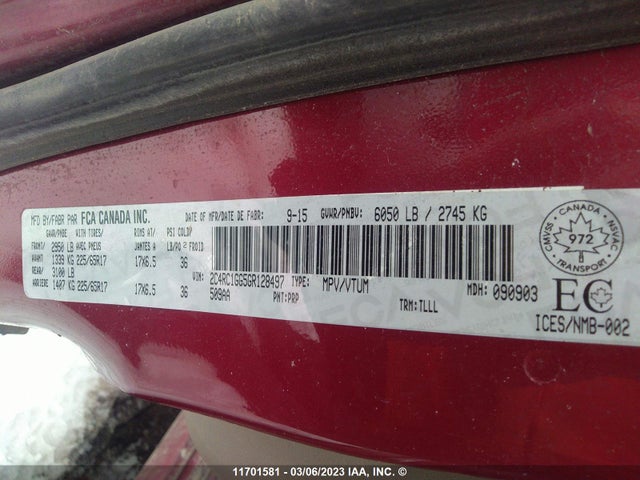 2C4RC1GG5GR128497 Chrysler Town & Country