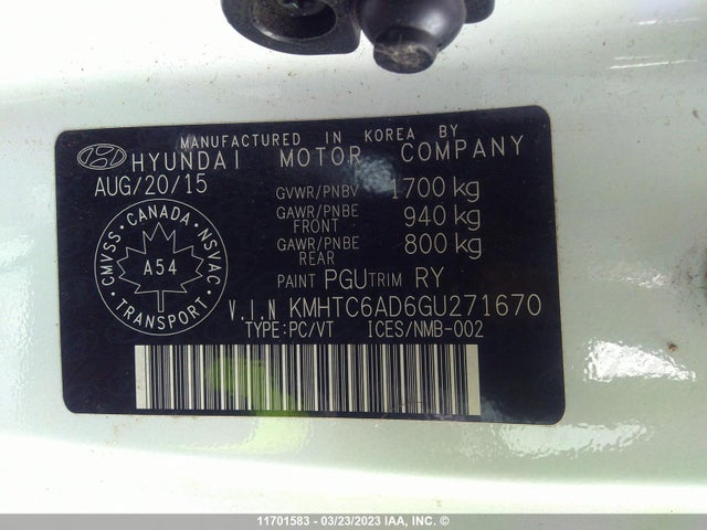 Hyundai Veloster 2016 KMHTC6AD6GU271670 Image 10