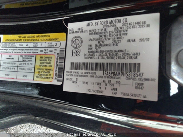 Ford Mustang 2017 1FA6P8AM9H5318547 Image 11