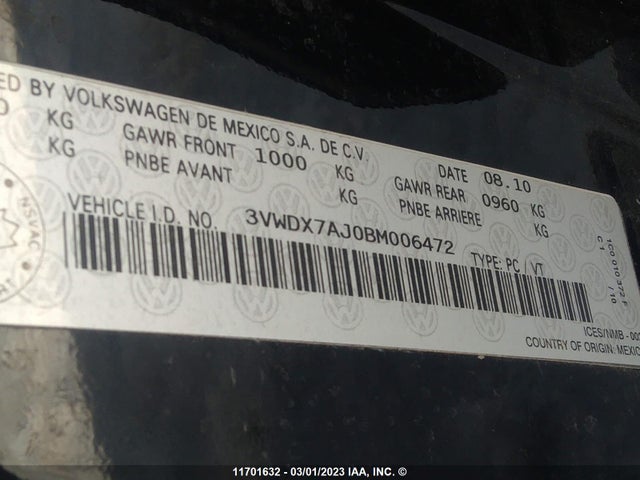 Volkswagen JETTA SE 2011 3VWDX7AJ0BM006472 Image 9