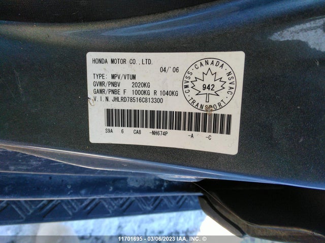 Honda CR-V LX 2006 JHLRD78516C813300 Image 10