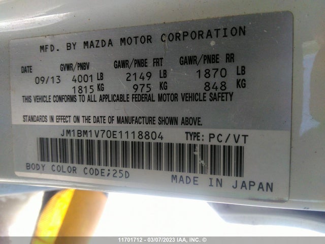 Mazda MAZDA3 2014 JM1BM1V70E1118804 Image 10