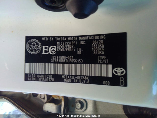Toyota Corolla Se/xse 2020 5YFB4RBE0LP056153 Image 11