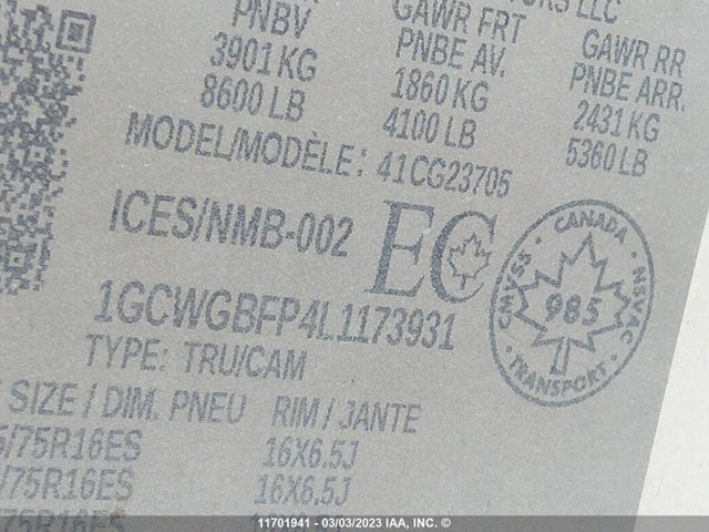 Chevrolet Express G2500 2020 1GCWGBFP4L1173931 Image 11