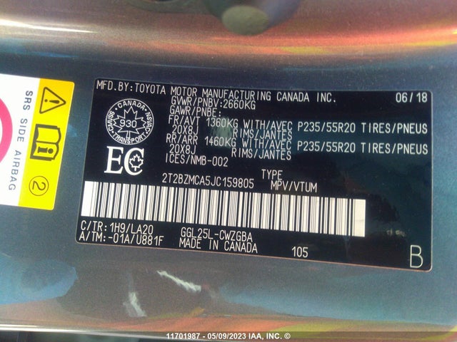 2T2BZMCA5JC159805 Lexus Rx 350/base/f Sport