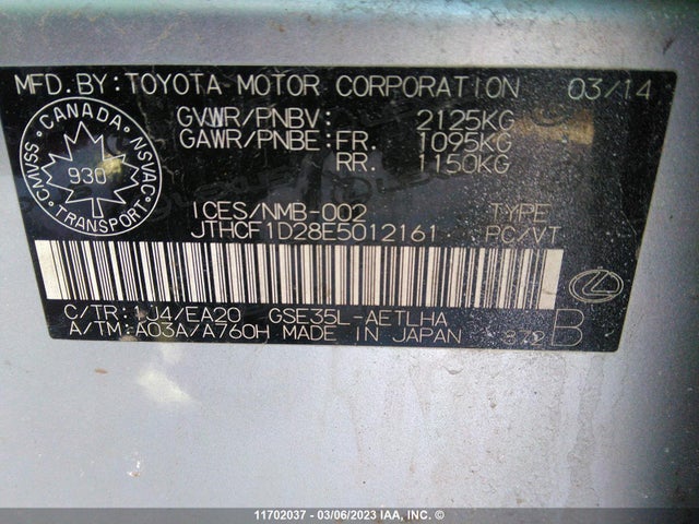 JTHCF1D28E5012161 Lexus IS 250