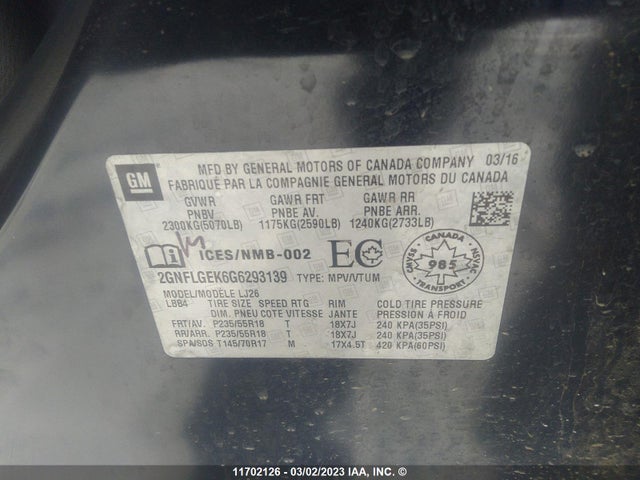 Chevrolet Equinox Ltz 2016 2GNFLGEK6G6293139 Image 10