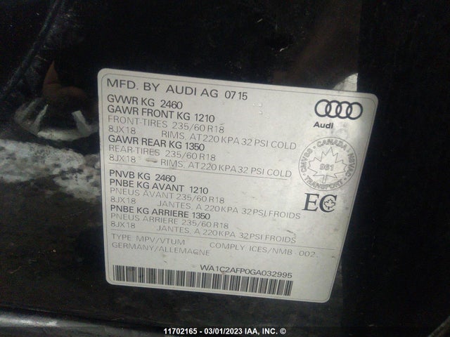 WA1C2AFP0GA032995 Audi Q5 PREMIUM