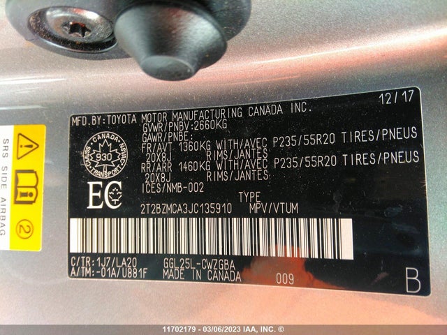 2T2BZMCA3JC135910 Lexus Rx 350/base/f Sport