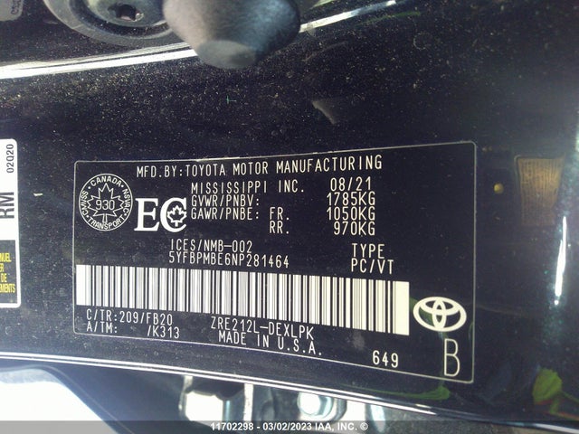 Toyota COROLLA LE 2022 5YFBPMBE6NP281464 Image 9