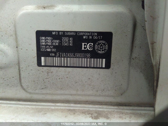 JF1VA1K66J9800198 Subaru Wrx Limited