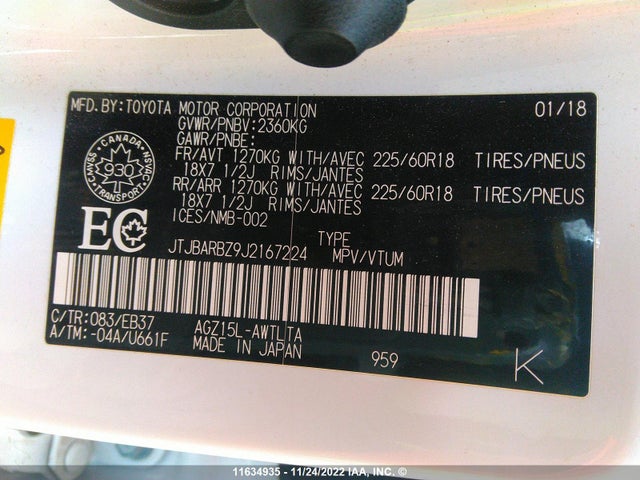 JTJBARBZ9J2167224 Lexus Nx 300/base/f Sport