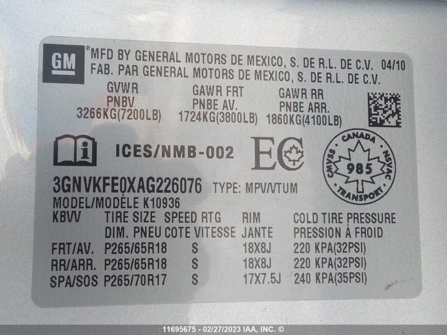 Chevrolet Avalanche Lt 2010 3GNVKFE0XAG226076 Image 10