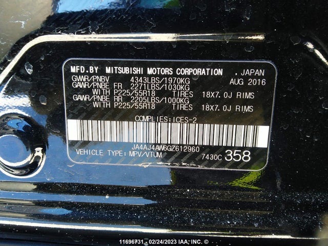 JA4AJ4AW6GZ612960 Mitsubishi Rvr Gt