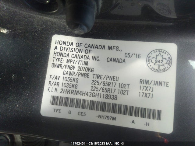 Honda CR-V SE 2016 2HKRM4H43GH118938 Image 9