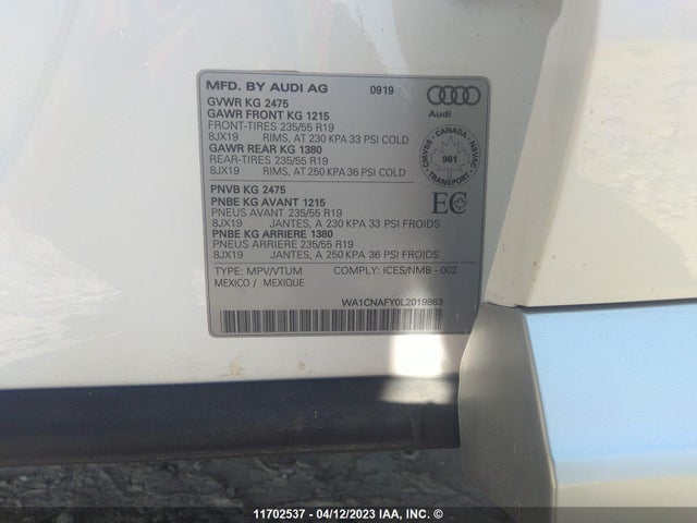 WA1CNAFY0L2019863 Audi Q5 Prestige