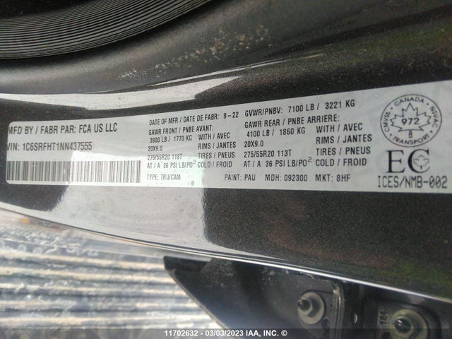 RAM 1500 Limited 2022 1C6SRFHT1NN437555 Image 10