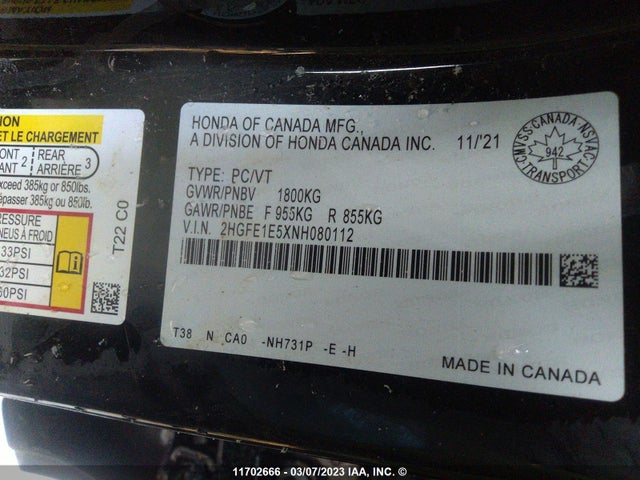 Honda CIVIC SI 2022 2HGFE1E5XNH080112 Image 10