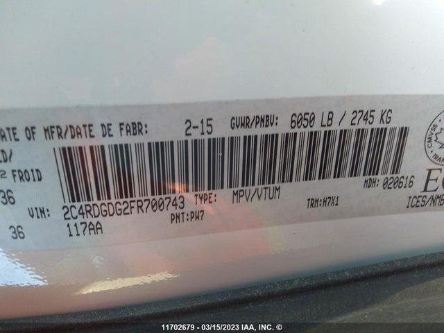 Dodge Grand Caravan Crew 2015 2C4RDGDG2FR700743 Image 9