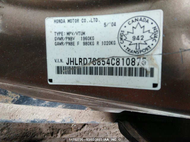 Honda CR-V EX 2004 JHLRD78854C810875 Image 11