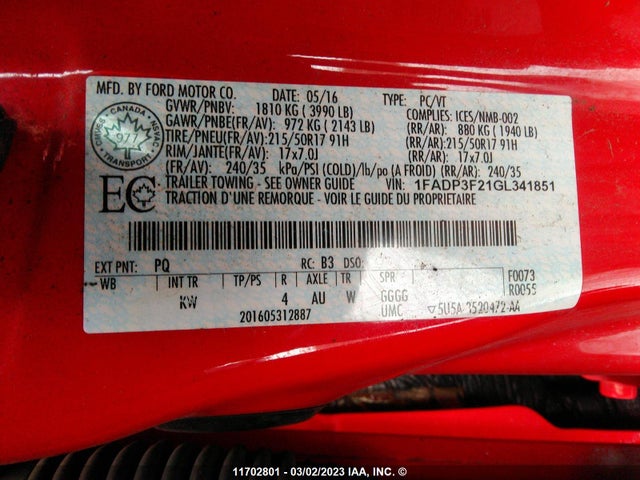 Ford FOCUS SE 2016 1FADP3F21GL341851 Image 10