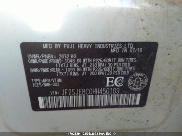 JF2SJEBC0HH450109 Subaru Forester 2.5i