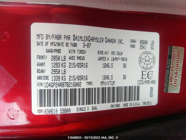 Dodge Grand Caravan Se 2007 1D4GP24R87B216002 Image 10