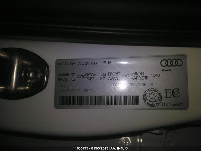 WAUJ8GFF8G1105226 Audi A3 Premium Plus S-line