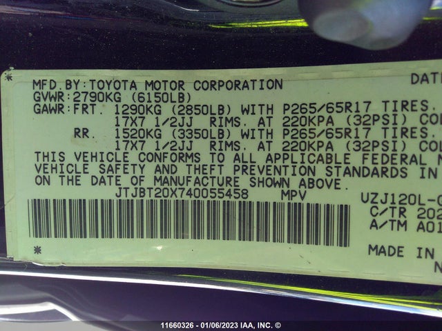 JTJBT20X740055458 Lexus GX 470