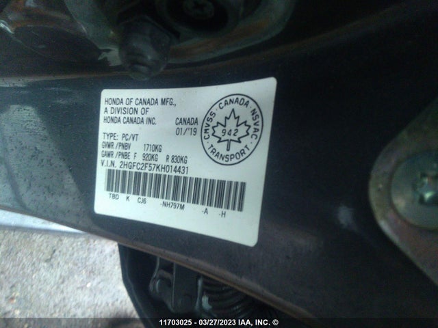 Honda Civic Lx 2019 2HGFC2F57KH014431 Image 9