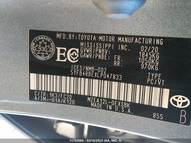 Toyota Corolla Se/xse 2020 5YFB4RBEXLP047833 Image 11