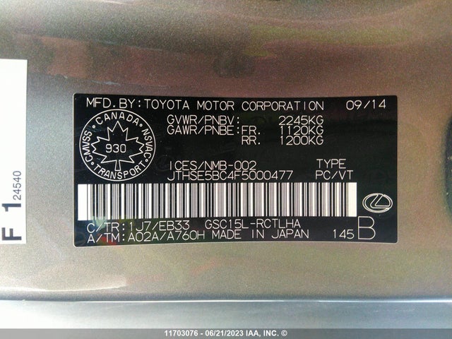 Lexus RC 350 2015 JTHSE5BC4F5000477 Image 10