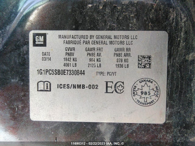 Chevrolet CRUZE LT 2014 1G1PC5SB0E7330844 Image 9