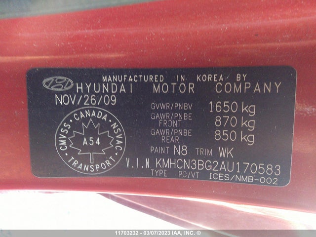 Hyundai ACCENT SE 2010 KMHCN3BC2AU170583 Image 10