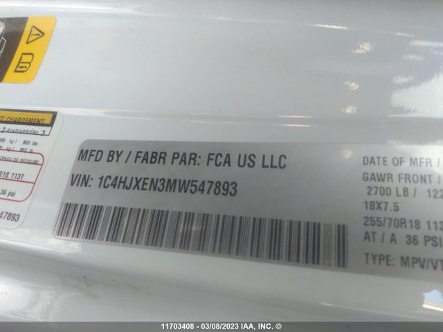 1C4HJXEN3MW547893 Jeep Wrangler Unlimited Sahara