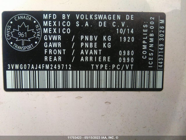 Volkswagen JETTA SEL 2015 3VWG07AJ4FM249712 Image 9