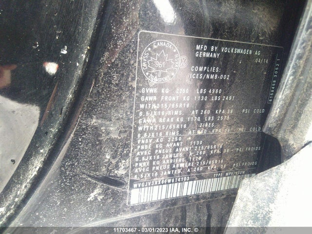 WVGJV3AX6EW614103 Volkswagen Tiguan S/se/sel/r-line